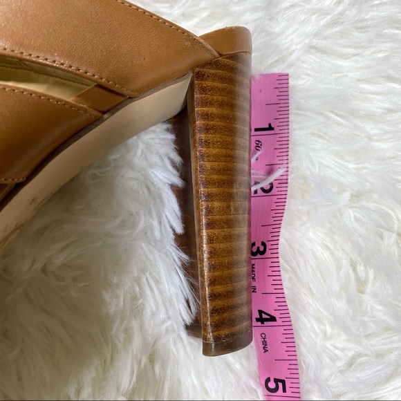 MICHAEL Michael Kors Criss Cross Strap Gladiator Tan Brown Heels Wood Heel 8.5 - Picture 10 of 10